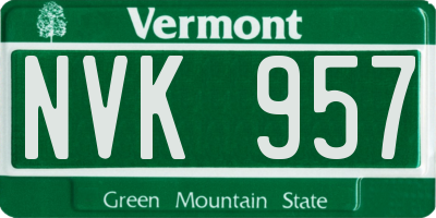 VT license plate NVK957