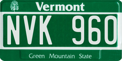 VT license plate NVK960