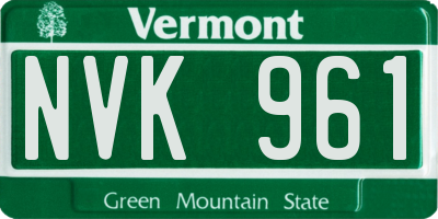 VT license plate NVK961