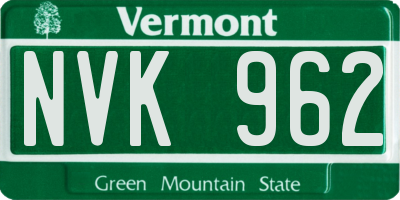 VT license plate NVK962