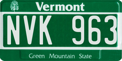 VT license plate NVK963