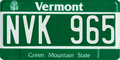 VT license plate NVK965