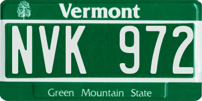 VT license plate NVK972