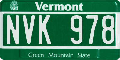 VT license plate NVK978
