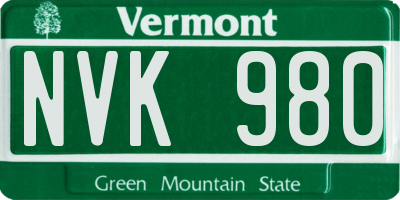 VT license plate NVK980