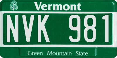 VT license plate NVK981