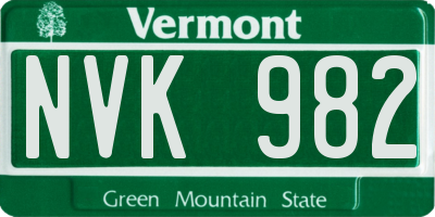 VT license plate NVK982