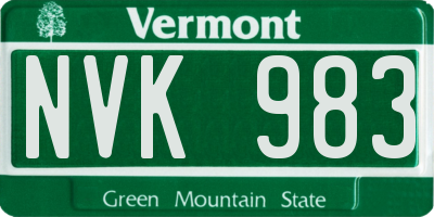 VT license plate NVK983