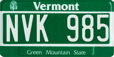 VT license plate NVK985