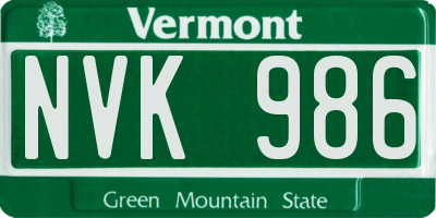 VT license plate NVK986
