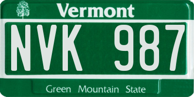 VT license plate NVK987