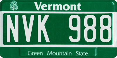 VT license plate NVK988