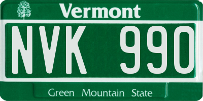 VT license plate NVK990