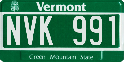 VT license plate NVK991