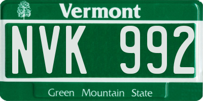 VT license plate NVK992