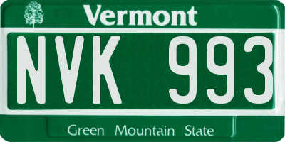 VT license plate NVK993