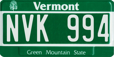 VT license plate NVK994