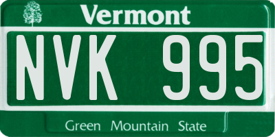 VT license plate NVK995