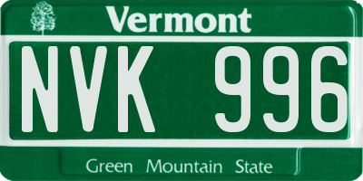 VT license plate NVK996