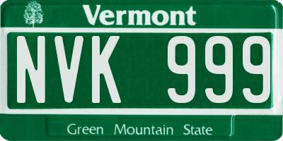 VT license plate NVK999