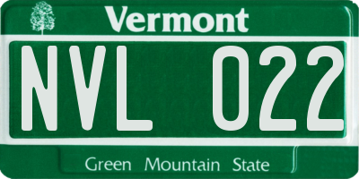 VT license plate NVL022