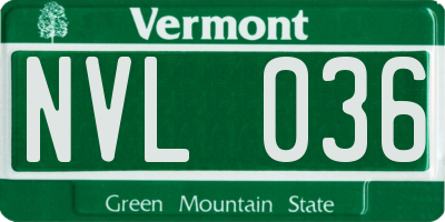 VT license plate NVL036