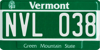 VT license plate NVL038