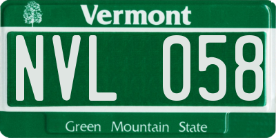 VT license plate NVL058