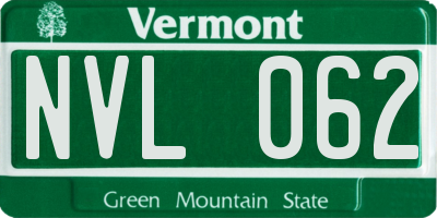 VT license plate NVL062