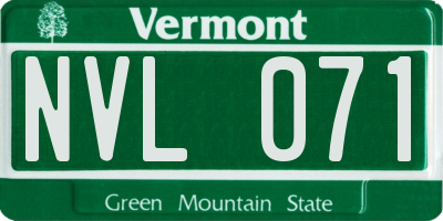 VT license plate NVL071