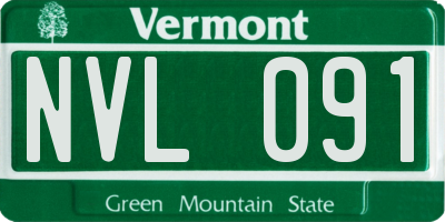 VT license plate NVL091