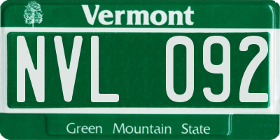 VT license plate NVL092