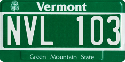 VT license plate NVL103