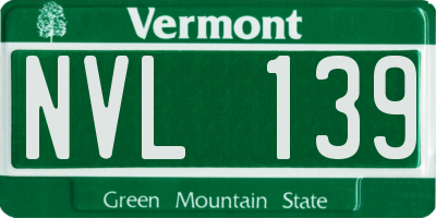 VT license plate NVL139