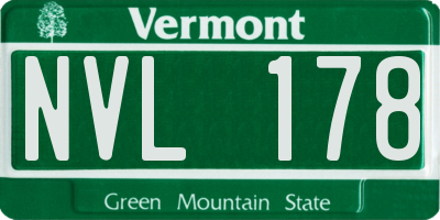 VT license plate NVL178