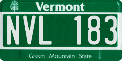 VT license plate NVL183