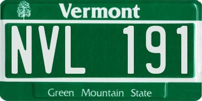 VT license plate NVL191