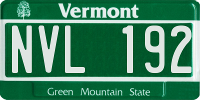VT license plate NVL192