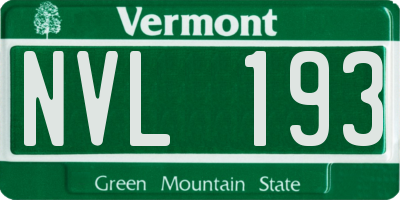 VT license plate NVL193