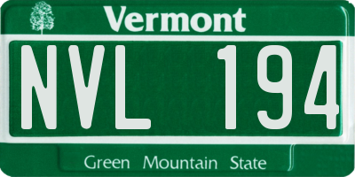 VT license plate NVL194