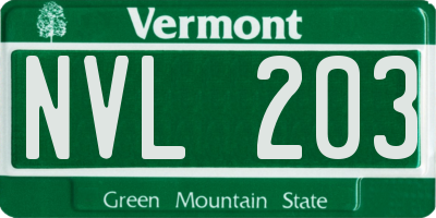 VT license plate NVL203