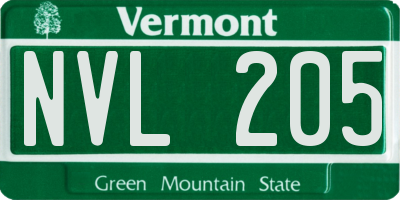 VT license plate NVL205