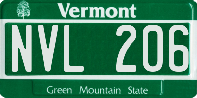 VT license plate NVL206