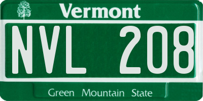VT license plate NVL208