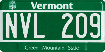 VT license plate NVL209