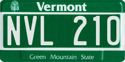 VT license plate NVL210
