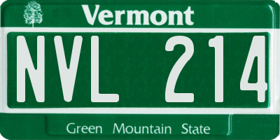 VT license plate NVL214