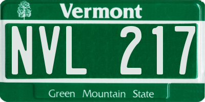 VT license plate NVL217