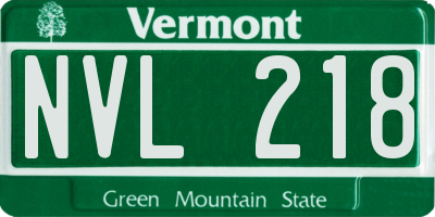 VT license plate NVL218