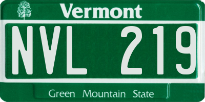VT license plate NVL219